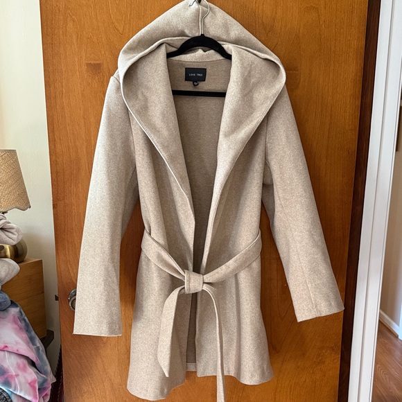 Love Tree Jackets & Blazers - Love Tree Beige Hooded Jacket